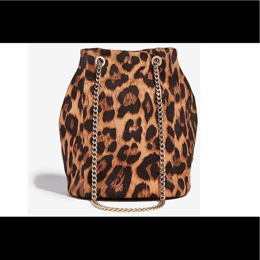 Leopard handle chain bucket bag
